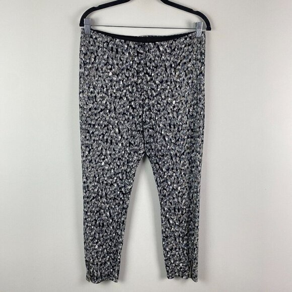 Lysse Mini Ankle Zip Knit Leggings Size XL Womens Crop Pull On Black White - Picture 1 of 11